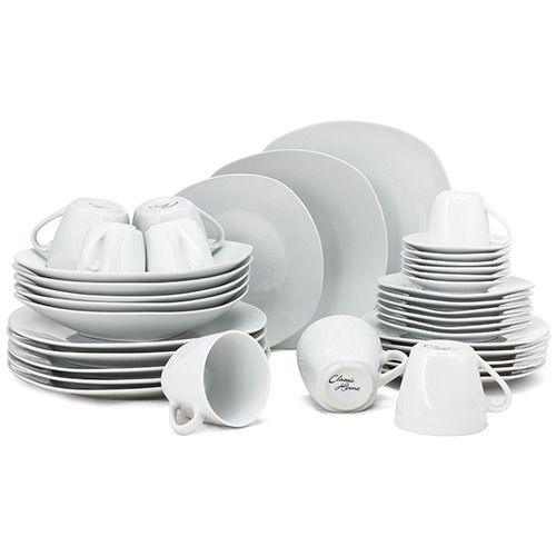 Aparelho de Jantar em Porcelana Branca - 42 peças - Importad